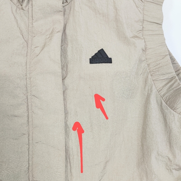 Adidas Women's XL City Escape Crop Vest Jacket Blanch Cargo Sporty Brown Zip - Picture 12 of 13